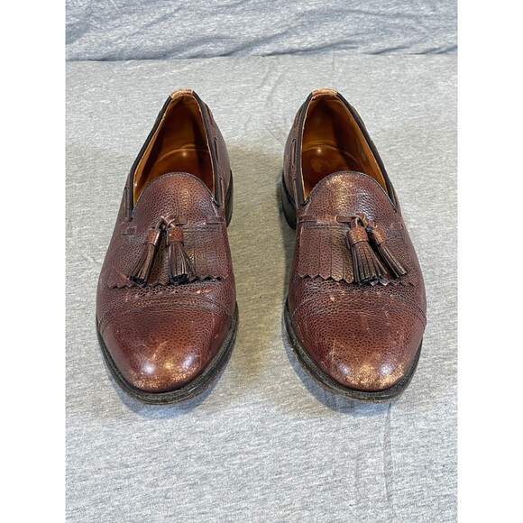 Allen Edmonds Dalton Brown Pebble Grain Tassel Kiltie Slip-On Dress Shoe Loafer - Picture 3 of 12